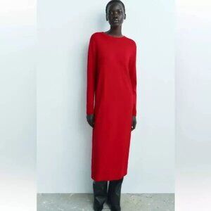 Zara Crew-Neck Long-sleeve Maxi Sweater Dress - Sz S
